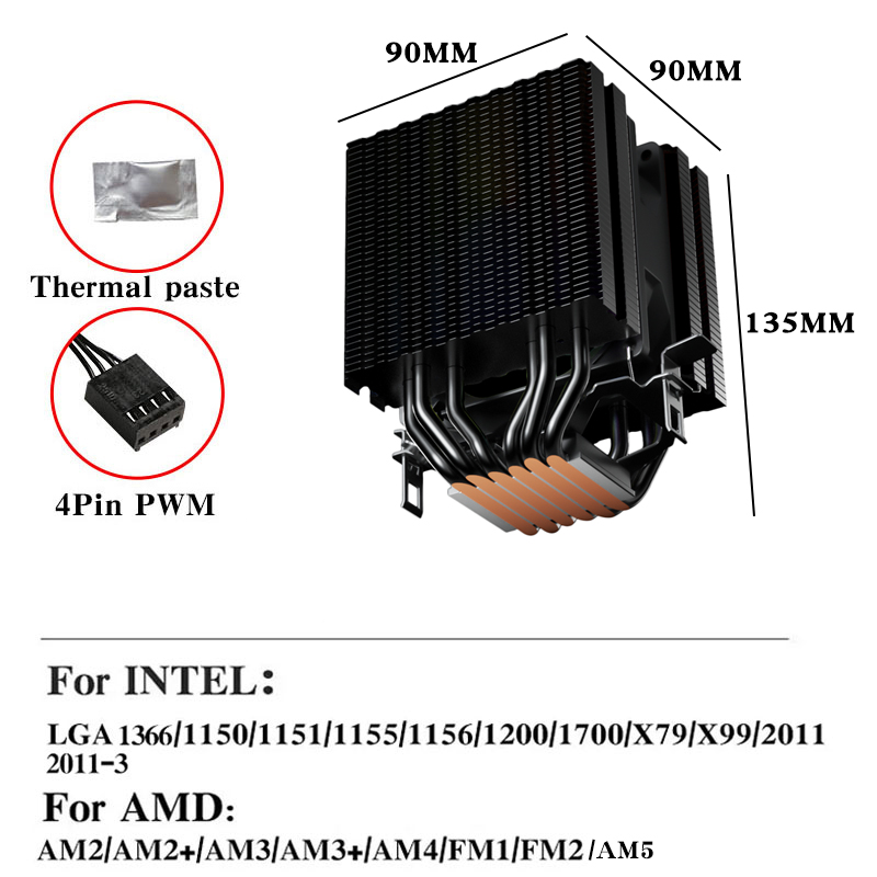 6 tubos de calor cpu cooler de - Cpu Heatsink avaliação e preço